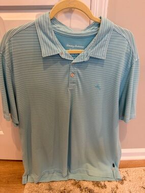 Tommy Bahama Men’s Island Zone Striped Polo Shirt Short Sleeve Size XXL Blue